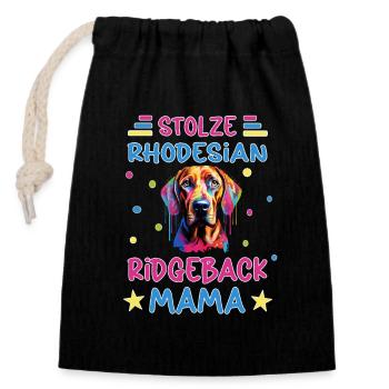 Stolze Rhodesian Ridgeback Mama - Verschließbarer Geschenkbeutel aus Baumwolle (14x20cm) - Schwarz - Vorne