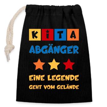 LEGENDE KITA ABGÄNGER 1. KLASSE EINSCHULUNG - Verschließbarer Geschenkbeutel aus Baumwolle (14x20cm) - Schwarz - Vorne