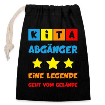 LEGENDE KITA ABGÄNGER 1. KLASSE EINSCHULUNG - Verschließbarer Geschenkbeutel aus Baumwolle (14x20cm) - Schwarz - Vorne