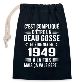 Toujours Beau Gosse 1949 Cadeau Anniversaire 1949 - Sac cadeau en coton avec cordon (14 x 20 cm) - bleu marine - Devant