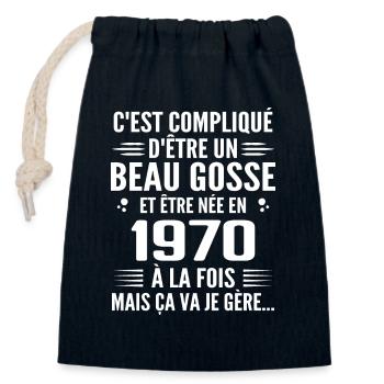 Toujours Beau Gosse 1970 Cadeau Anniversaire 1970 - Sac cadeau en coton avec cordon (14 x 20 cm) - bleu marine - Devant