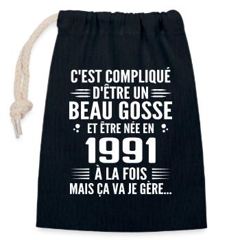 Toujours Beau Gosse 1991 Cadeau Anniversaire 1991 - Sac cadeau en coton avec cordon (14 x 20 cm) - bleu marine - Devant