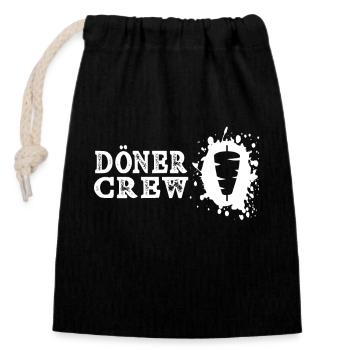 Döner Kebab Crew - Mitarbeiter - Verschließbarer Geschenkbeutel aus Baumwolle (14x20cm) - Schwarz - Vorne