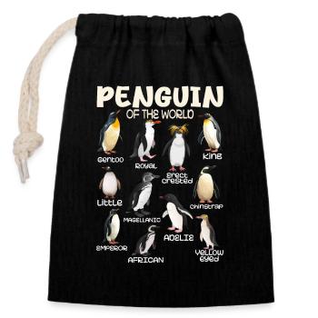 Penguin Penguins Animals of the World Penguin Love - Sac cadeau en coton avec cordon (14 x 20 cm) - noir - Devant