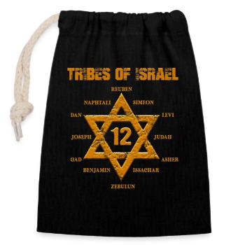 12 Twelve Tribes of Israel Hebrew Israelite Judah - Closable cotton gift bag (14x20cm) - black - Front