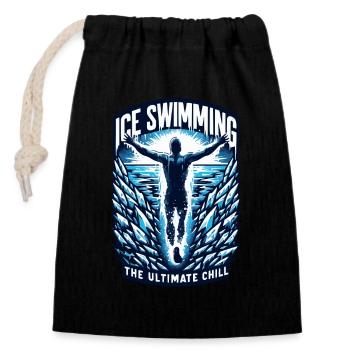 Eisbaden - Eisbader Design für baden im Winter - Verschließbarer Geschenkbeutel aus Baumwolle (14x20cm) - Schwarz - Vorne