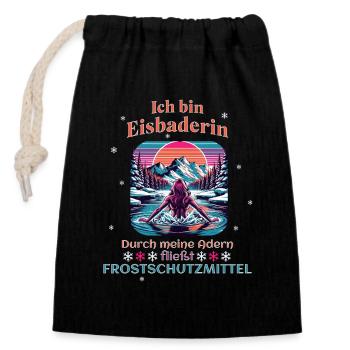 Eisbaderin Frostschutzmittel Retro Design - Verschließbarer Geschenkbeutel aus Baumwolle (14x20cm) - Schwarz - Vorne