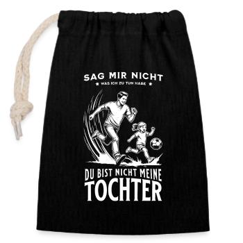 Papa und Vater Sprüche mit Tochter Geschenk - Verschließbarer Geschenkbeutel aus Baumwolle (14x20cm) - Schwarz - Vorne