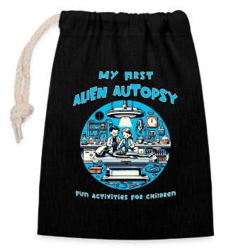 Ma première autopsie extraterrestre – Amusant pour les fans de science-fiction - Sac cadeau en coton avec cordon (14 x 20 cm) - noir - Devant