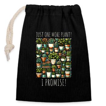 Dicton d’amoureux des plantes - Juste une plante de plus ! - Sac cadeau en coton avec cordon (14 x 20 cm) - noir - Devant