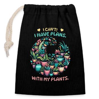 Jardiniers et amoureux des plantes avec des plantes de balcon - Sac cadeau en coton avec cordon (14 x 20 cm) - noir - Devant