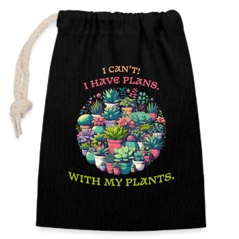 Plant lovers and plant lovers - Closable cotton gift bag (14x20cm) - black - Front