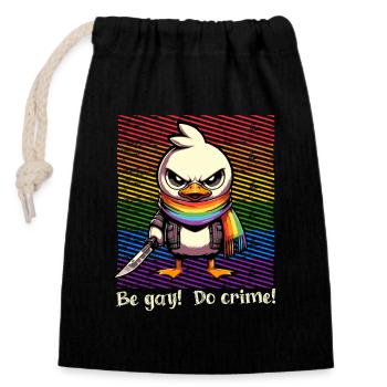 Be Gay Do Crime LGBTQ Pride Month - Closable cotton gift bag (14x20cm) - black - Front