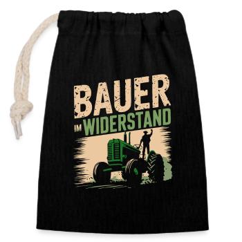 Landwirtschaft und Bauern Protest - Traktor Demo - Verschließbarer Geschenkbeutel aus Baumwolle (14x20cm) - Schwarz - Vorne