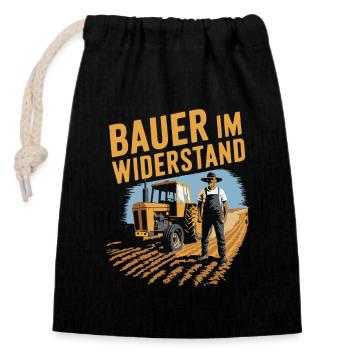 Bauern und Landwirte im Widerstand - Demo Protest - Verschließbarer Geschenkbeutel aus Baumwolle (14x20cm) - Schwarz - Vorne