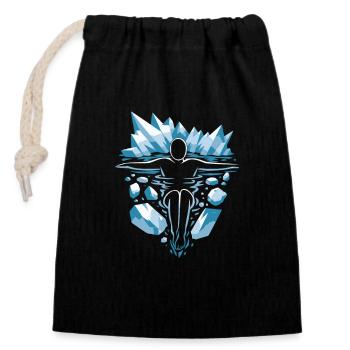 Natation hivernale, bains de glace et conceptions de thérapie par le froid - Sac cadeau en coton avec cordon (14 x 20 cm) - noir - Devant