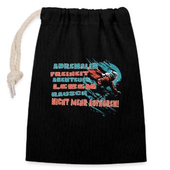 Ski fahren Adrenalin - Skifahrer im Rausch - Verschließbarer Geschenkbeutel aus Baumwolle (14x20cm) - Schwarz - Vorne