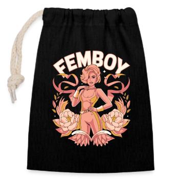 Femboy Pride Design – LGBTQIA+ Queer Androgynous - Closable cotton gift bag (14x20cm) - black - Front