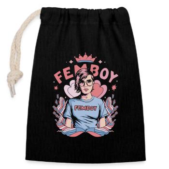 Femboy Pride Design –Gender Ladyboy Genderfluid - Closable cotton gift bag (14x20cm) - black - Front