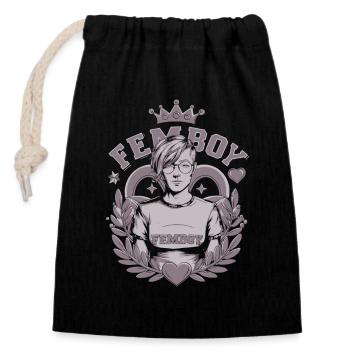 Femboy LGBTQIA+ Pride Queer Genderfluis Androgynous - Closable cotton gift bag (14x20cm) - black - Front