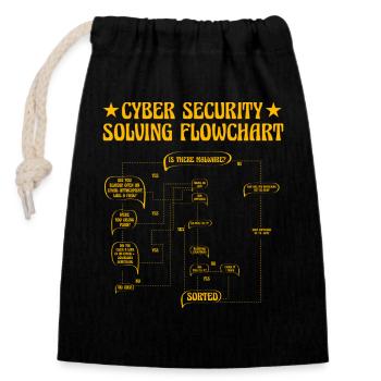 Cyber Security Solving Flowchart - Closable cotton gift bag (14x20cm) - black - Front