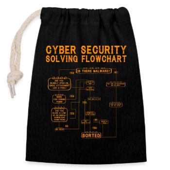 Flussdiagramm zur Lösung der Cybersicherheit - Verschließbarer Geschenkbeutel aus Baumwolle (14x20cm) - Schwarz - Vorne