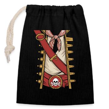 T-shirt déguisement de pirate pour garçons et hommes - Sac cadeau en coton avec cordon (14 x 20 cm) - noir - Devant