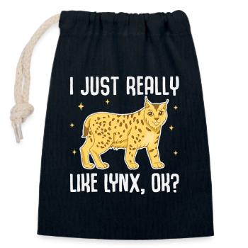 I Just Really Like Lynx, OK? Cute Lynx - Closable cotton gift bag (14x20cm) - navy - Front