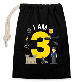 I am 3 - UK Police - Verschließbarer Geschenkbeutel aus Baumwolle (14x20cm) - Schwarz - Vorne