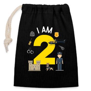 I am 2 - UK Police - Verschließbarer Geschenkbeutel aus Baumwolle (14x20cm) - Schwarz - Vorne