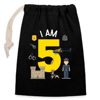 I am 5 - UK Police - Verschließbarer Geschenkbeutel aus Baumwolle (14x20cm) - Schwarz - Vorne