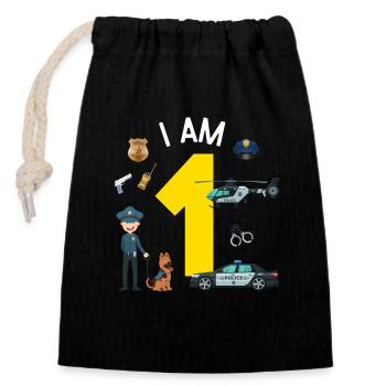 I am 1 - US Police - Verschließbarer Geschenkbeutel aus Baumwolle (14x20cm) - Schwarz - Vorne