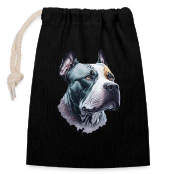 Pitbull Terrier Art amoureux des chiens - Sac cadeau en coton avec cordon (14 x 20 cm) - noir - Devant