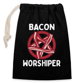 Funny Pentagram Bacon Bacon Lover Gift - Closable cotton gift bag (14x20cm) - black - Front