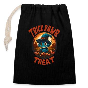 Dino Delights: Cute and Funny Halloween Fashion - Closable cotton gift bag (14x20cm) - black - Front