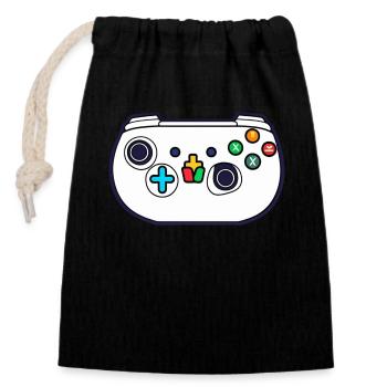 Weißer Videospiel-Controller - Verschließbarer Geschenkbeutel aus Baumwolle (14x20cm) - Schwarz - Vorne
