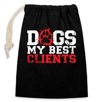 Walking the dog, walking the dog, - Closable cotton gift bag (14x20cm) - black - Front