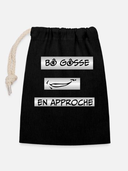 Style Manga : Bô Gôsse Attitude - Sac cadeau en coton avec cordon (14 x 20 cm) - noir