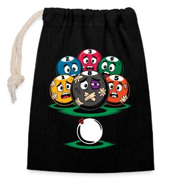 Cartoon Humor Billiards Player - Closable cotton gift bag (14x20cm) - black - Front