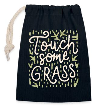 Touch some grass grounding earthing - Closable cotton gift bag (14x20cm) - navy - Front