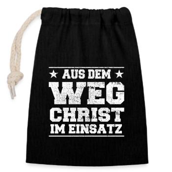 Aus dem Weg Christ im Einsatz Design - Verschließbarer Geschenkbeutel aus Baumwolle (14x20cm) - Schwarz - Vorne