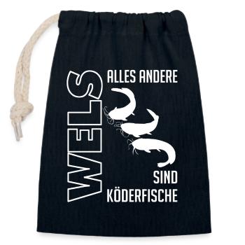 Wels Waller fischen Sportfischen Welsangeln - Verschließbarer Geschenkbeutel aus Baumwolle (14x20cm) - Navy - Vorne
