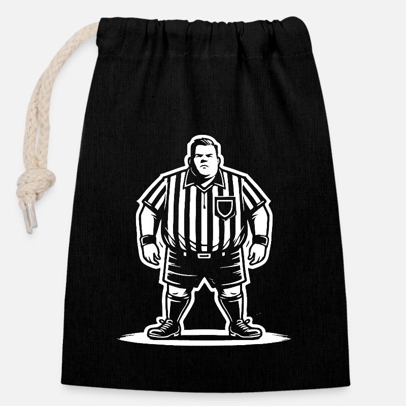 Referee Design – Für echte Schiris mit Stil - Verschließbarer Geschenkbeutel aus Baumwolle (14x20cm) - Schwarz