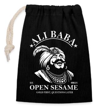 Lustiges Ali Baba Design – Humor mit 40 Räubern - Verschließbarer Geschenkbeutel aus Baumwolle (14x20cm) - Schwarz - Vorne