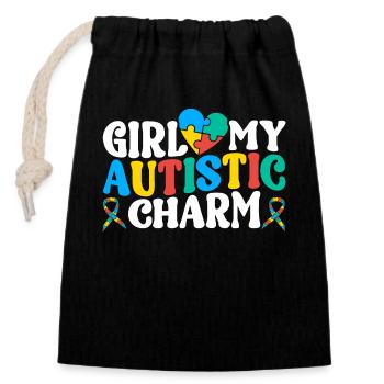 Funny Autism Neurodiversity Autistic - Closable cotton gift bag (14x20cm) - black - Front