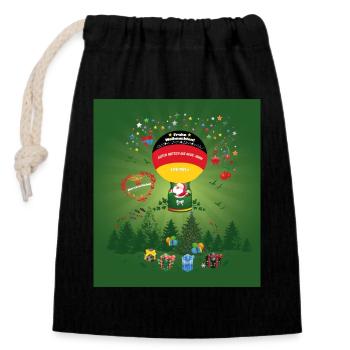 Frohe Weihnachten! Guten Rutsch ins Neue Jahr! - Verschließbarer Geschenkbeutel aus Baumwolle (14x20cm) - Schwarz - Vorne