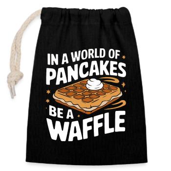Waffles Breakfast Sweets - Closable cotton gift bag (14x20cm) - black - Front