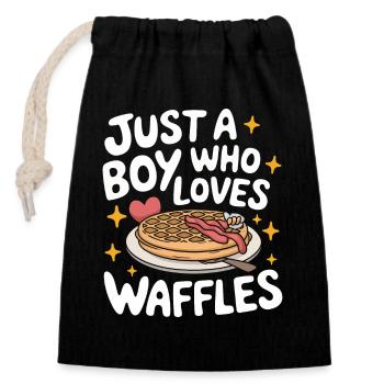 Waffles Breakfast Sweets - Closable cotton gift bag (14x20cm) - black - Front