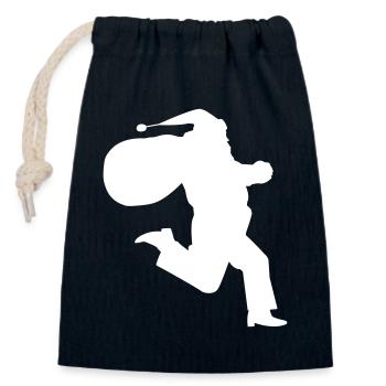 Running Santa Claus Gift - Closable cotton gift bag (14x20cm) - navy - Front