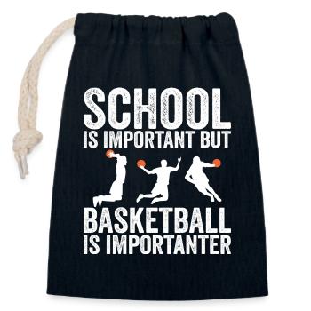 School is important but basketball is importanter - Closable cotton gift bag (14x20cm) - navy - Front